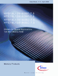 Datasheet HYE18L128160BF-75 производства Infineon